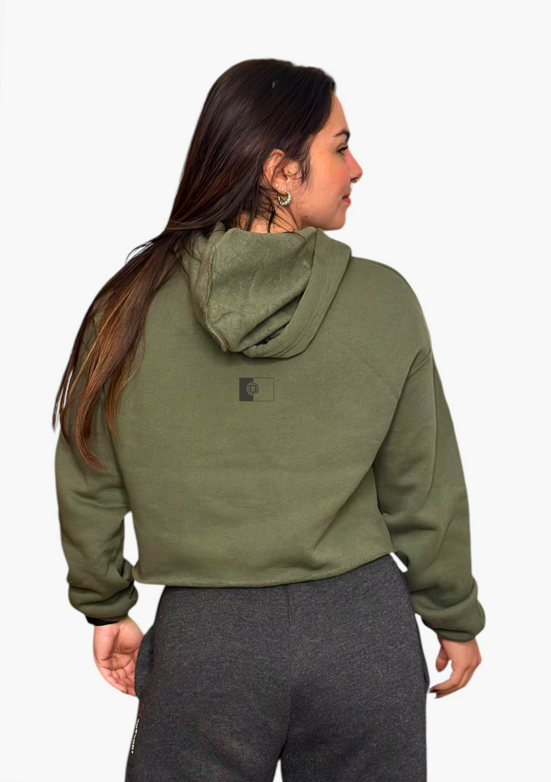 Oversize Core CROP HOODIE - Militar