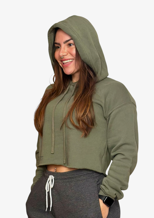 Oversize Core CROP HOODIE - Militar