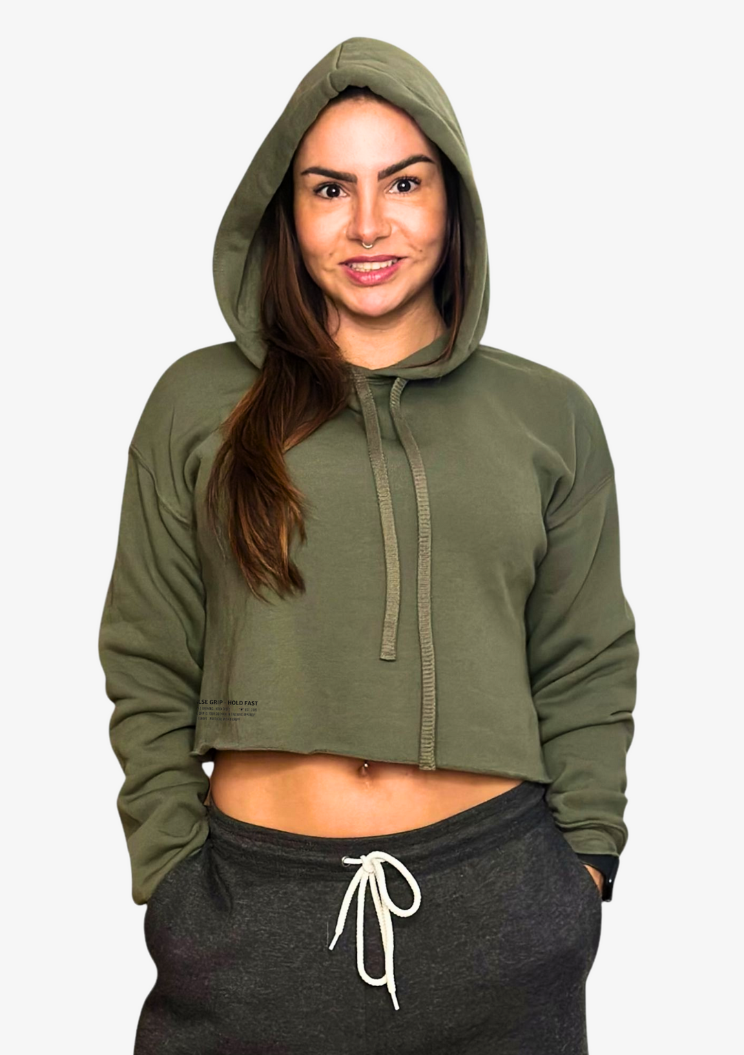 Oversize Core CROP HOODIE - Militar