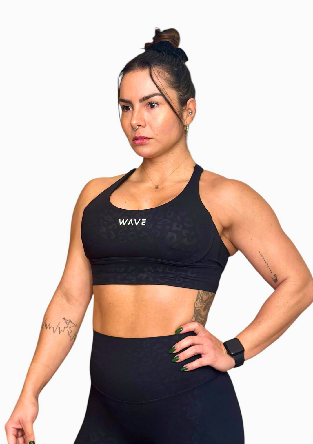 WAVE Sport Bra - Black Leopard