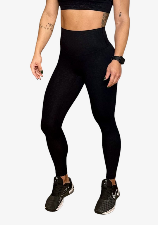 Wave Leggings - Black Leopard