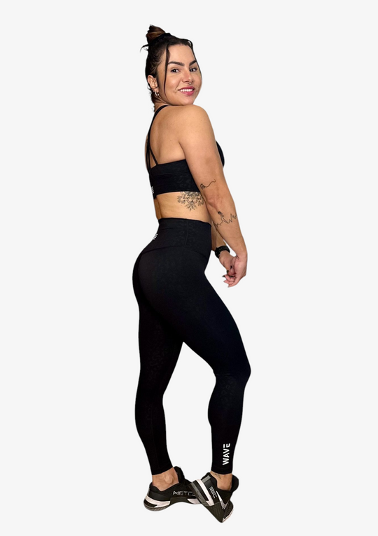 Wave Leggings - Black Leopard