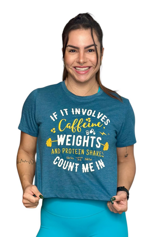 Crop T-Shirt WEIGHTS AND PROTEIN SHAKES