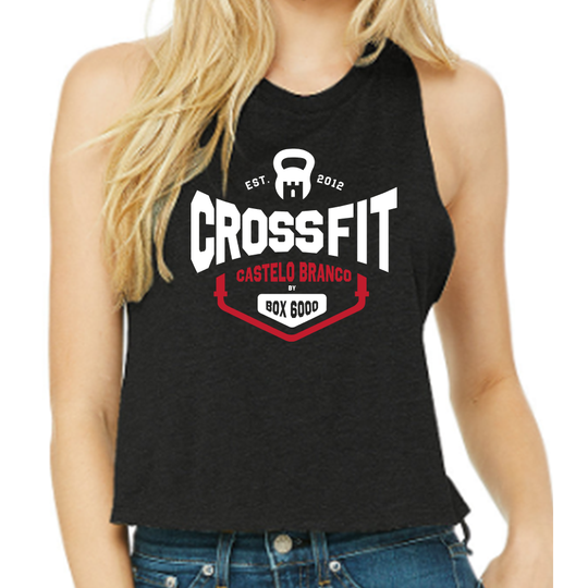 Racerback Crop Tank Black- CrossFit Castelo Branco | Ladies Crop Tanks Black - CrossFit Castelo Branco