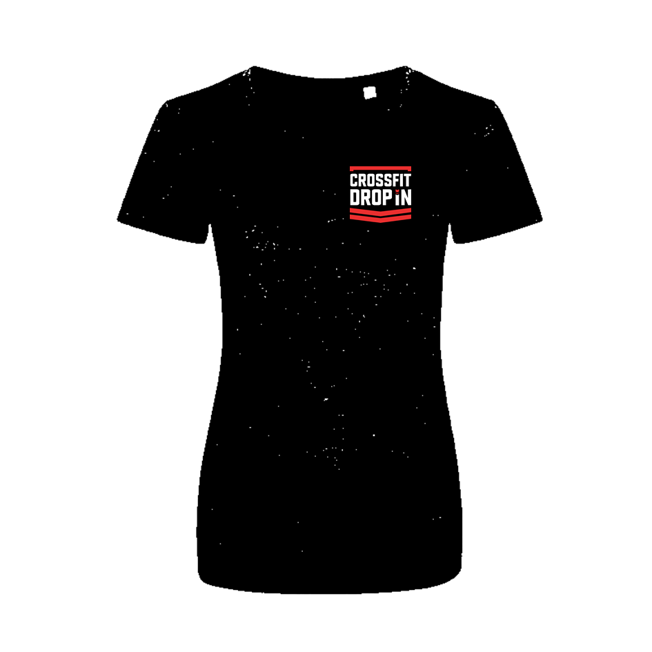 Women's CrossFit Drop-In T-Shirts - Back | Ladies customized t-shirts - CrossFit Drop In - Black